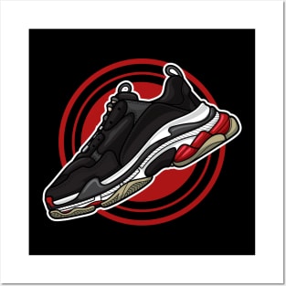 Balen Triple Black Red White Sneaker Posters and Art